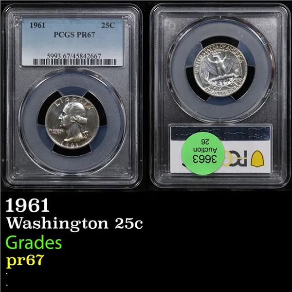 Proof PCGS 1961 Washington Quarter 25c Graded pr67 By PCGS