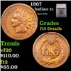 Image 1 : 1867 Indian Cent 1c Graded f15 BY SEGS