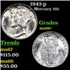 Image 1 : 1943-p Mercury Dime 10c Grades GEM++ Unc