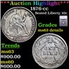 Image 1 : ***Auction Highlight*** 1876-cc Seated Liberty Dime 10c Graded ms63 details By SEGS (fc)