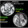 Image 1 : 1943-p Mercury Dime 10c Grades GEM++ Unc