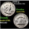Image 1 : 1950-p Franklin Half Dollar 50c Grades Choice Unc FBL