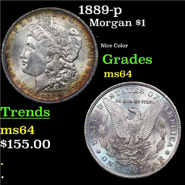 1889-p Morgan Dollar $1 Grades Choice Unc