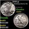 Image 1 : 1941-p Walking Liberty Half Dollar 50c Grades Choice+ Unc