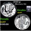 Image 1 : 1945-p Mercury Dime 10c Graded ms67 BY SEGS
