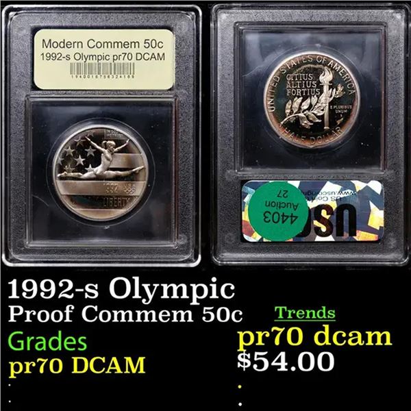 Proof 1992-s Olympic Modern Commem Half Dollar 50c Graded GEM++ Proof Deep Cameo By USCG