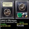 Image 1 : Proof 1992-s Olympic Modern Commem Half Dollar 50c Graded GEM++ Proof Deep Cameo By USCG