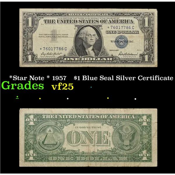 *Star Note * 1957A $1 Blue Seal Silver Certificate Grades vf+