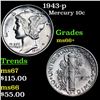 Image 1 : 1943-p Mercury Dime 10c Grades GEM++ Unc