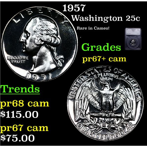 Proof 1957 Washington Quarter 25c Graded pr67+ cam BY SEGS