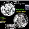 Image 1 : 1936-p Mercury Dime 10c Graded ms66+ FSB BY SEGS