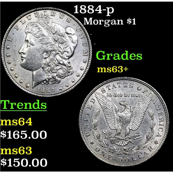 1884-p Morgan Dollar $1 Grades Select+ Unc