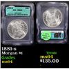 Image 1 : 1881-s Morgan Dollar $1 Graded ms64 By ICG
