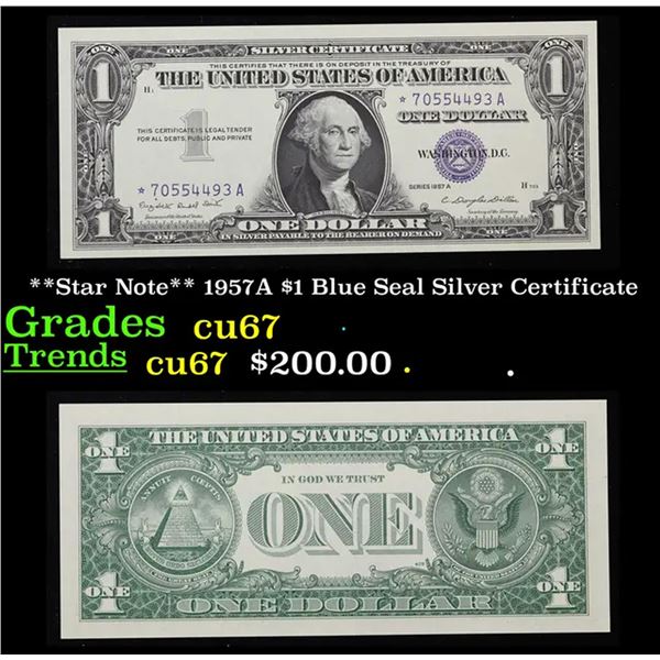 **Star Note** 1957A $1 Blue Seal Silver Certificate Grades Gem++ CU