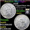 Image 1 : ***Auction Highlight*** 1828 Capped Bust Half Dollar 50c Graded Choice+ Unc BY USCG (fc)