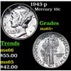 Image 1 : 1943-p Mercury Dime 10c Grades GEM+ Unc