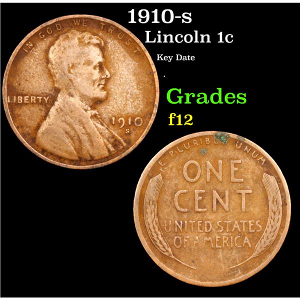 1910-s Lincoln Cent 1c Grades f, fine