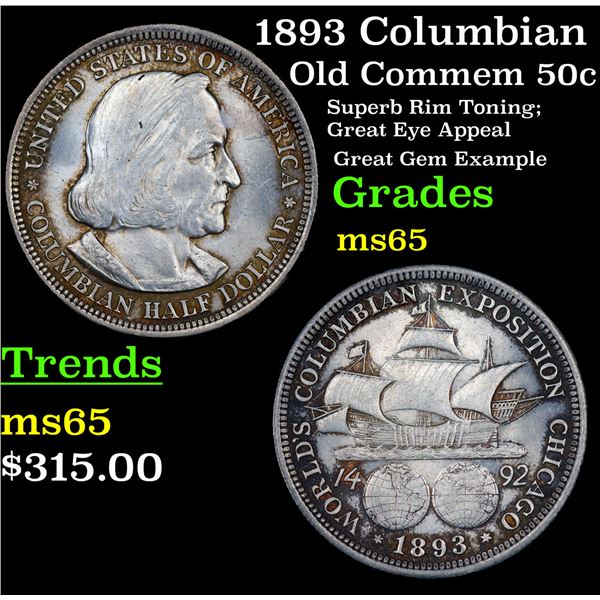 1893 Columbian Old Commem Half Dollar 50c Grades GEM Unc