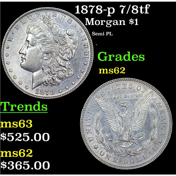 1878-p 7/8tf Morgan Dollar $1 Grades Select Unc