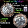 Image 1 : ***Auction Highlight*** 1833 Capped Bust Dime 10c Graded ms64 BY SEGS (fc)