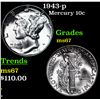 Image 1 : 1943-p Mercury Dime 10c Grades GEM++ Unc