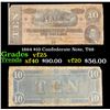 Image 1 : 1864 $10 Confederate Note, T68 Grades vf+