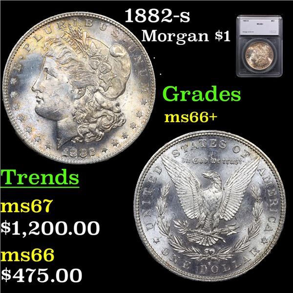 ***Auction Highlight*** 1882-s Morgan Dollar $1 Graded ms66+ By SEGS (fc)