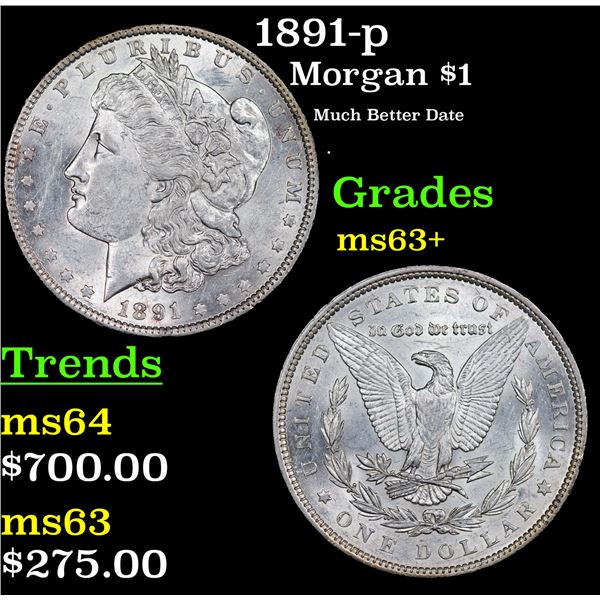 1891-p Morgan Dollar $1 Grades Select Unc