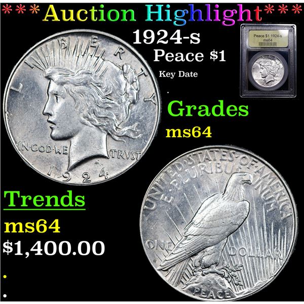 ***Auction Highlight*** 1924-s Peace Dollar $1 Graded Choice Unc By USCG (fc)