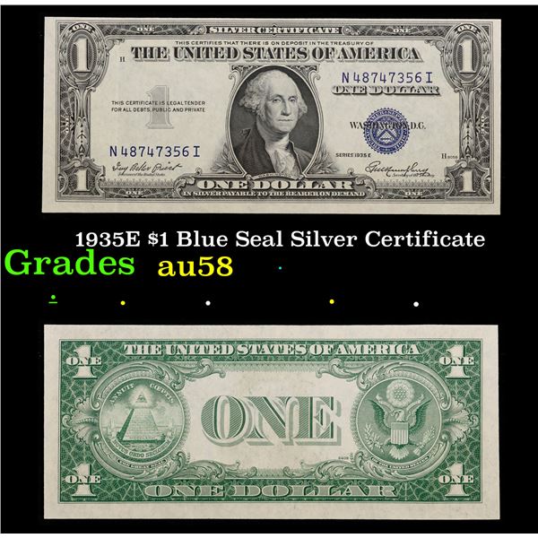 1935E $1 Blue Seal Silver Certificate Grades Choice AU/BU Slider