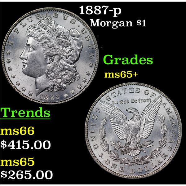 1887-p Morgan Dollar $1 Grades GEM+ Unc