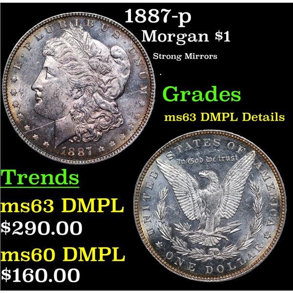 1887-p Morgan Dollar $1 Grades Unc Details DMPL