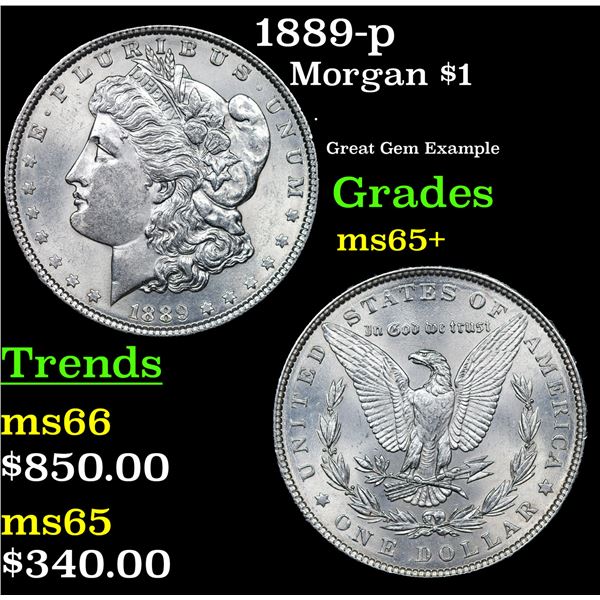 1889-p Morgan Dollar $1 Grades GEM Unc