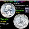 Image 1 : ***Auction Highlight*** 1936-d Washington Quarter 25c Graded ms65 By SEGS (fc)