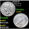 Image 1 : 1934-d Peace Dollar $1 Grades Select+ Unc