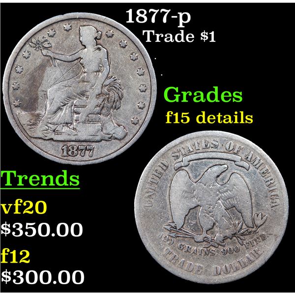 1877-p Trade Dollar $1 Grades F Details
