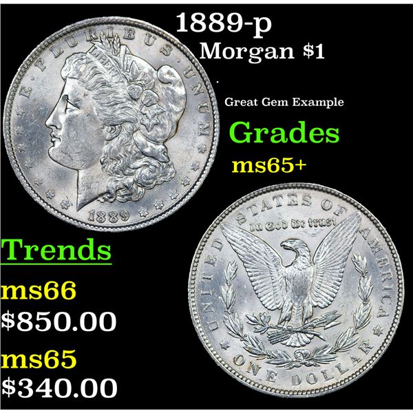 1889-p Morgan Dollar $1 Grades GEM Unc