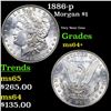 Image 1 : 1886-p Morgan Dollar $1 Grades Choice+ Unc