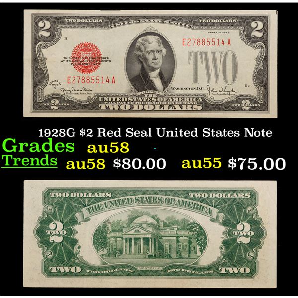 1928G $2 Red Seal United States Note Grades Choice AU/BU Slider