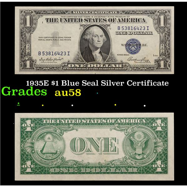 1935E $1 Blue Seal Silver Certificate Grades Choice AU/BU Slider