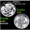 Image 1 : 1943-p Mercury Dime 10c Grades GEM++ Unc
