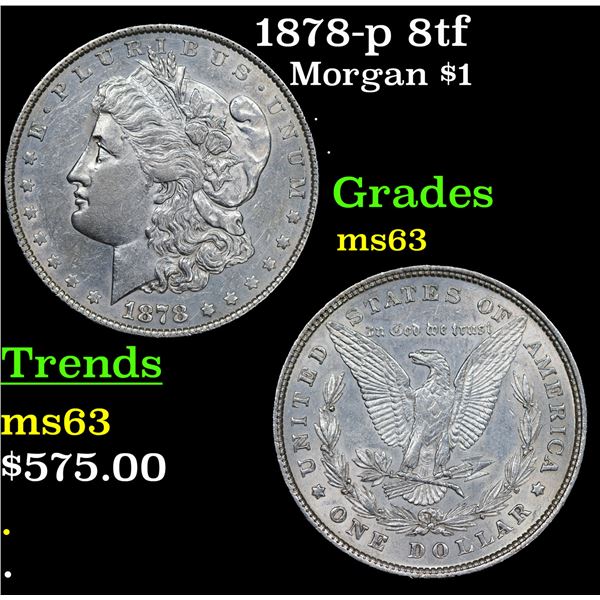1878-p 8tf Morgan Dollar $1 Grades Select Unc