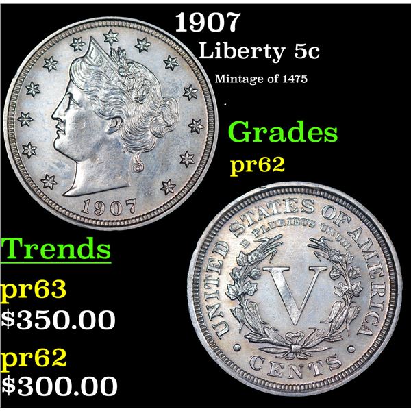 Proof 1907 Liberty Nickel 5c Grades Select Proof