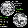Image 1 : 1924-d Buffalo Nickel 5c Grades vf+