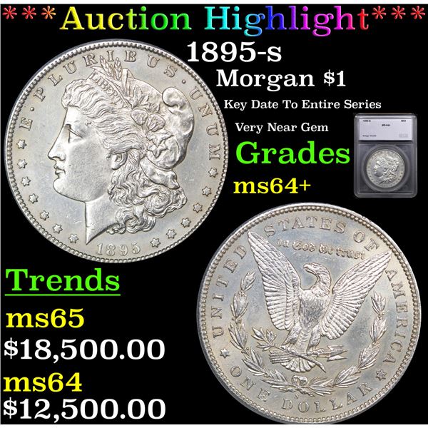 ***Auction Highlight*** 1895-s Morgan Dollar $1 Graded ms64+ BY SEGS (fc)