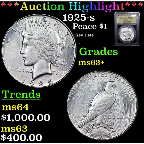 ***Auction Highlight*** 1925-s Peace Dollar $1 Graded Select+ Unc By USCG (fc)