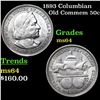 Image 1 : 1893 Columbian Old Commem Half Dollar 50c Grades Choice Unc