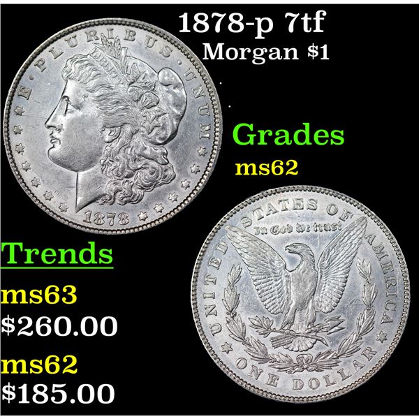 1878-p 7tf Morgan Dollar $1 Grades Select Unc