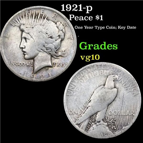 1921-p Peace Dollar 1 Grades vg+