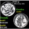 Image 1 : 1942-p Mercury Dime 10c Grades GEM++ Unc